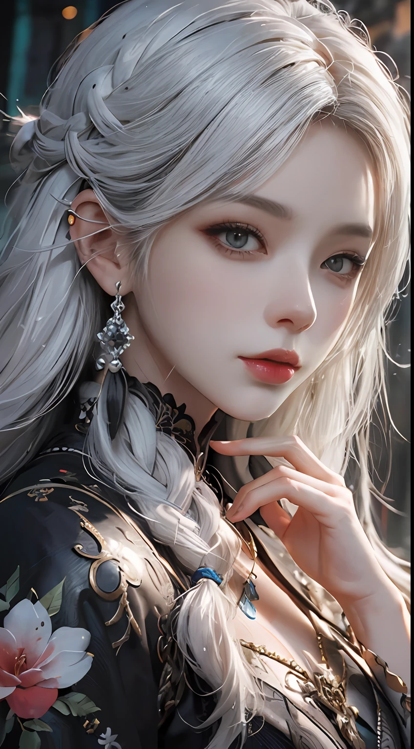 a close up of a woman with white hair and a white mask, beautiful character painting, guweiz, artwork in the style of guweiz, white haired deity, by Yang J, epic exquisite character art, stunning character art, by Fan Qi, by Wuzhun Shifan, guweiz on pixiv artstation
