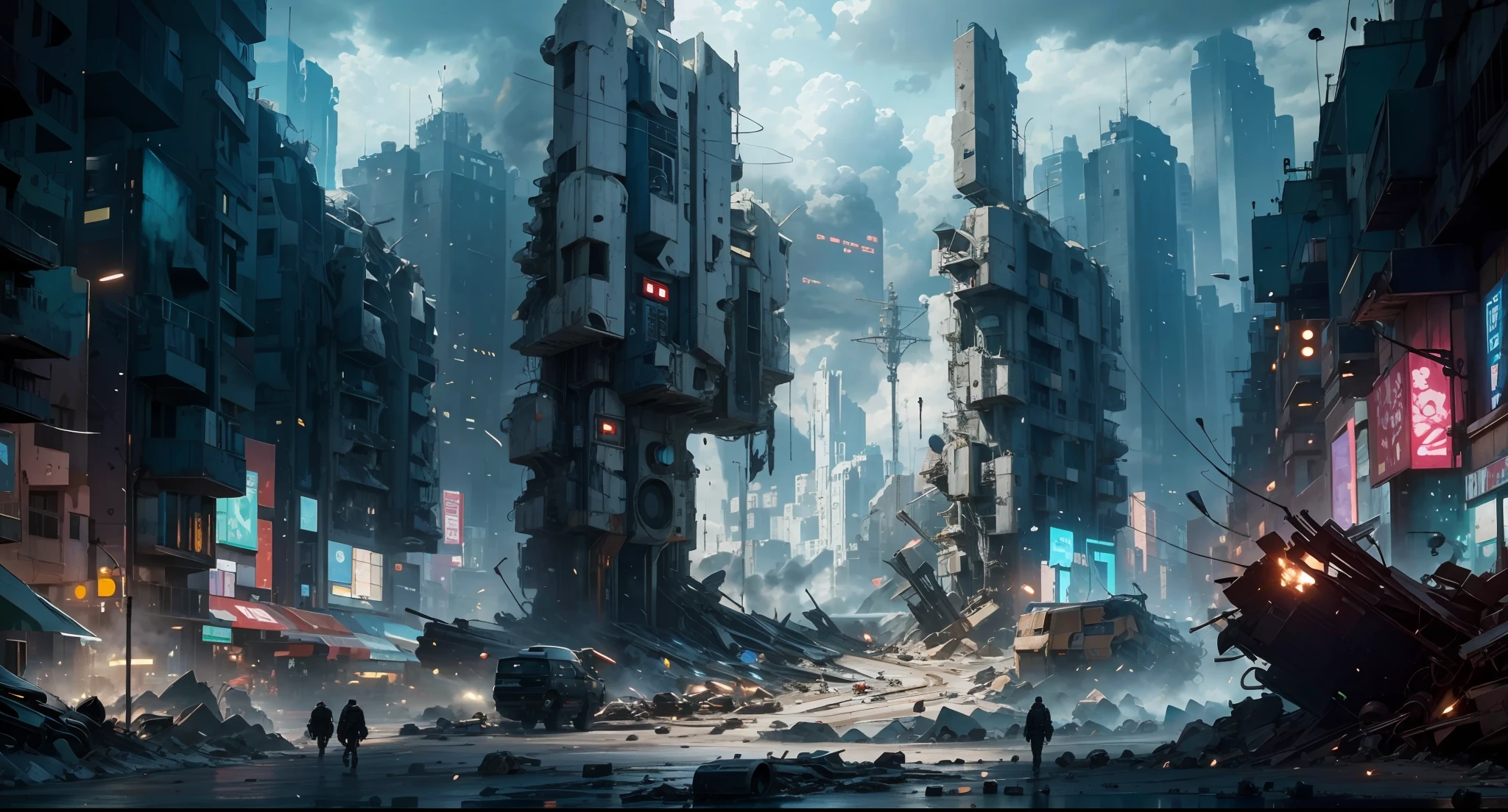 ciudad futurista ((guerra))((