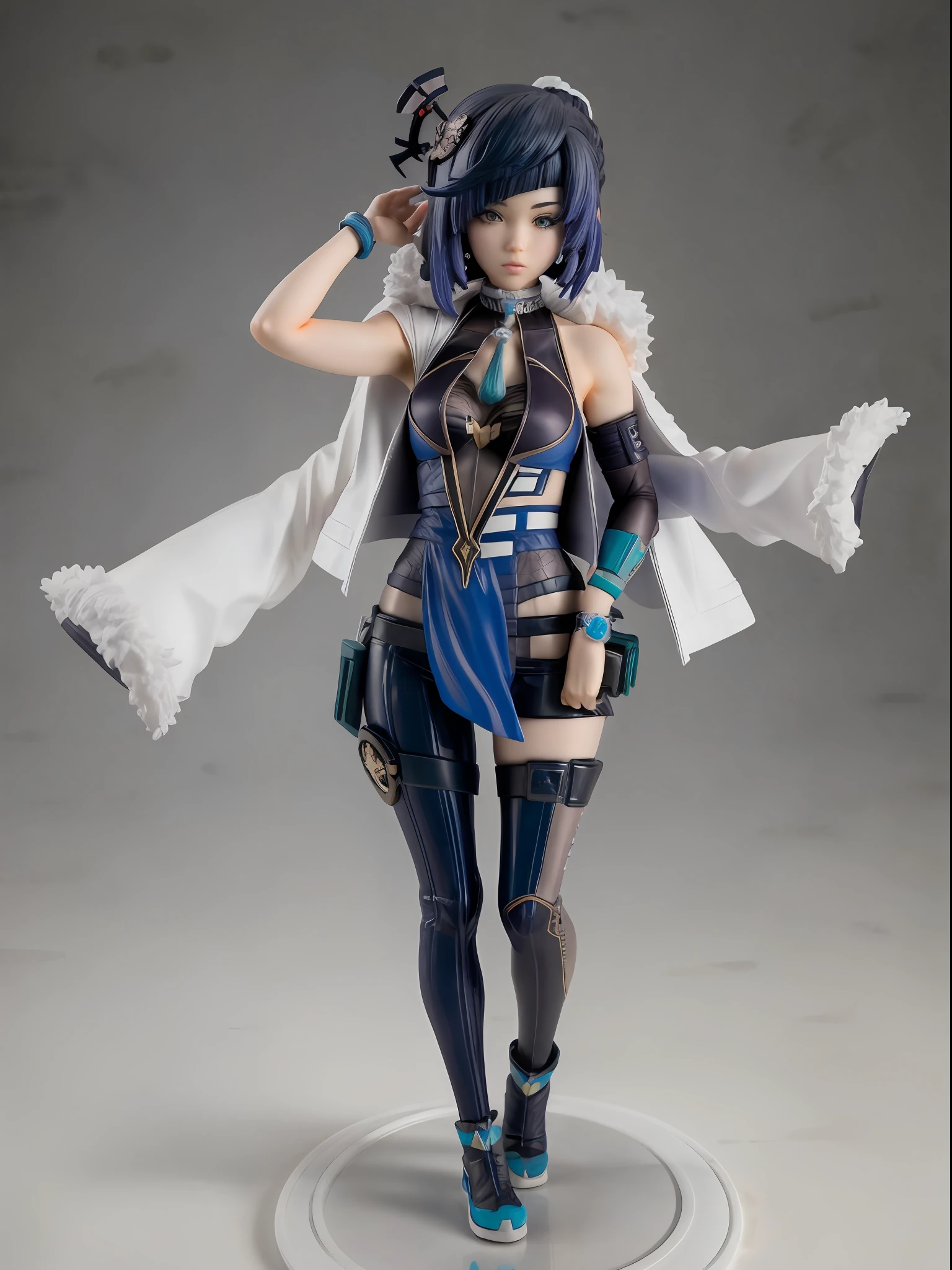 (Blind box toy style:1.3), ((Full body shot:1.4))  (((anatomy correct))),((1girl, solo)),(masterpiece:1.3), ,high quality, (SOLO:1.4), whole body, (((yelan,genshin impact))),  masterpiece, best quality, solo, outdoors, standing, ((circular base:1.5))(Global illumination, Ray traching, hdr, unreal render,reasonable design, high detal, Masterpiece, Best quality, hyper HD, Cinematic lighting)