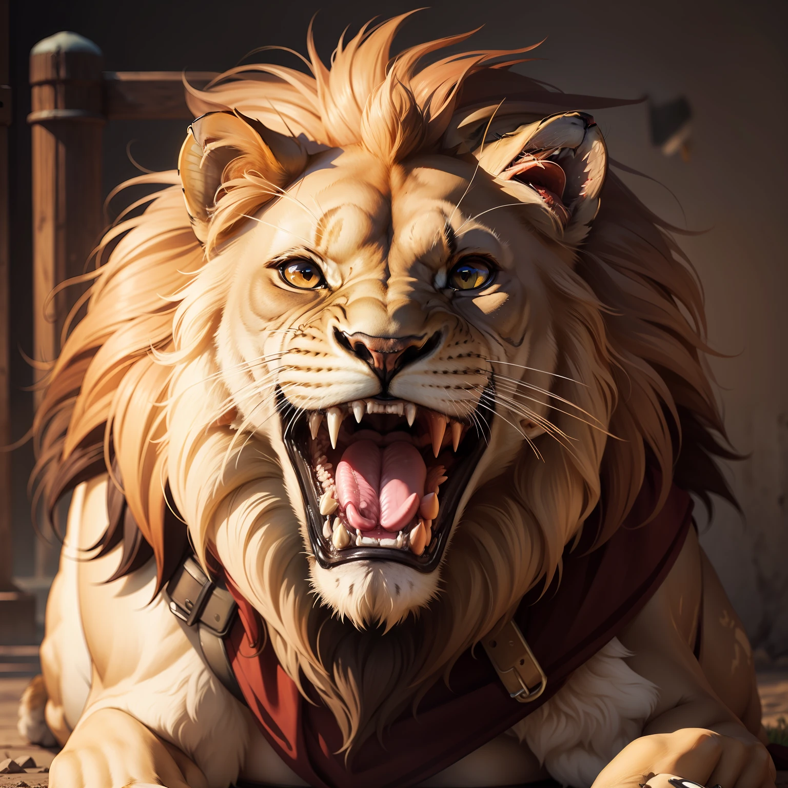 lion with open mouth