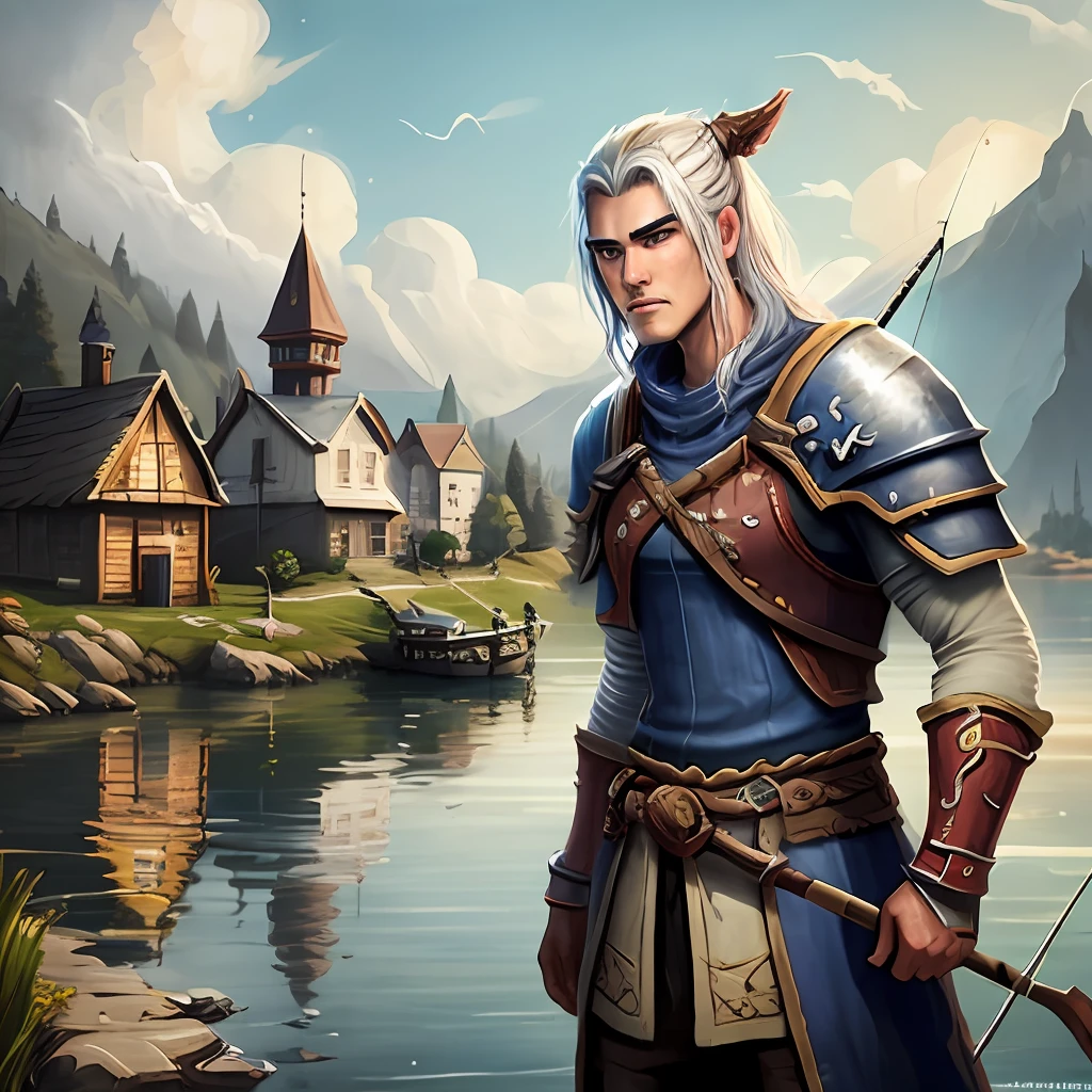World of Warcraft Lakeside Town Warrior fishing