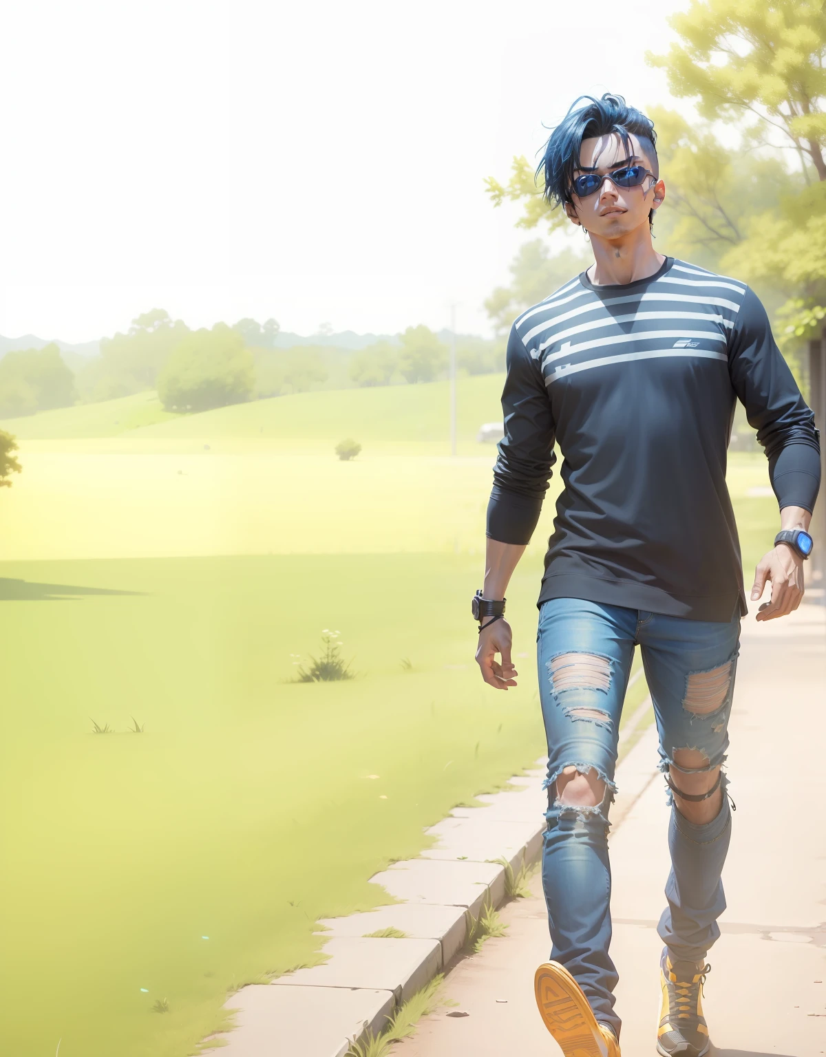 ultra detail, high resolution, ultra detailed, best quality, amazing, top quality, extremely detailed CG unity 8k wallpaper, cinematic lighting, cyberpunk, dark boy, goku gang facemask, glowing blue eyes