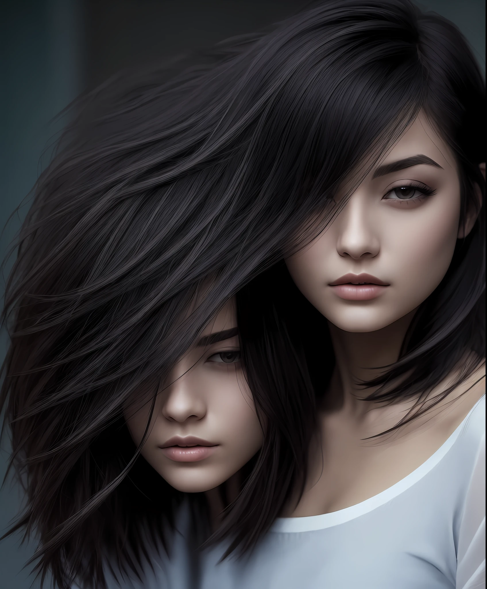 nakeness,Beautuful Women,short detailed hair