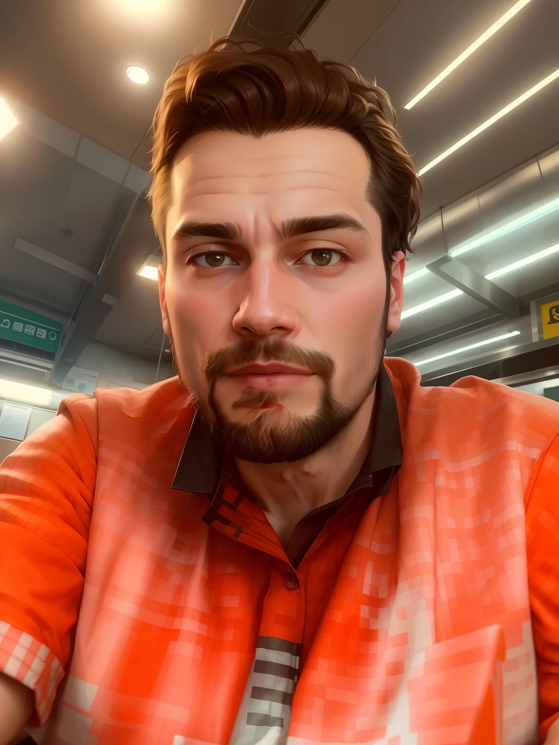 there is a man sitting at a table with a plate of food, 8k selfie photograph, selfie of a man, twitch streamer / gamer ludwig, very very low quality picture, andrei riabovitchevy, with accurate face, in a subway, anton fadeev 8 k, aykut aydogdu, very accurate photo, andrey surnov