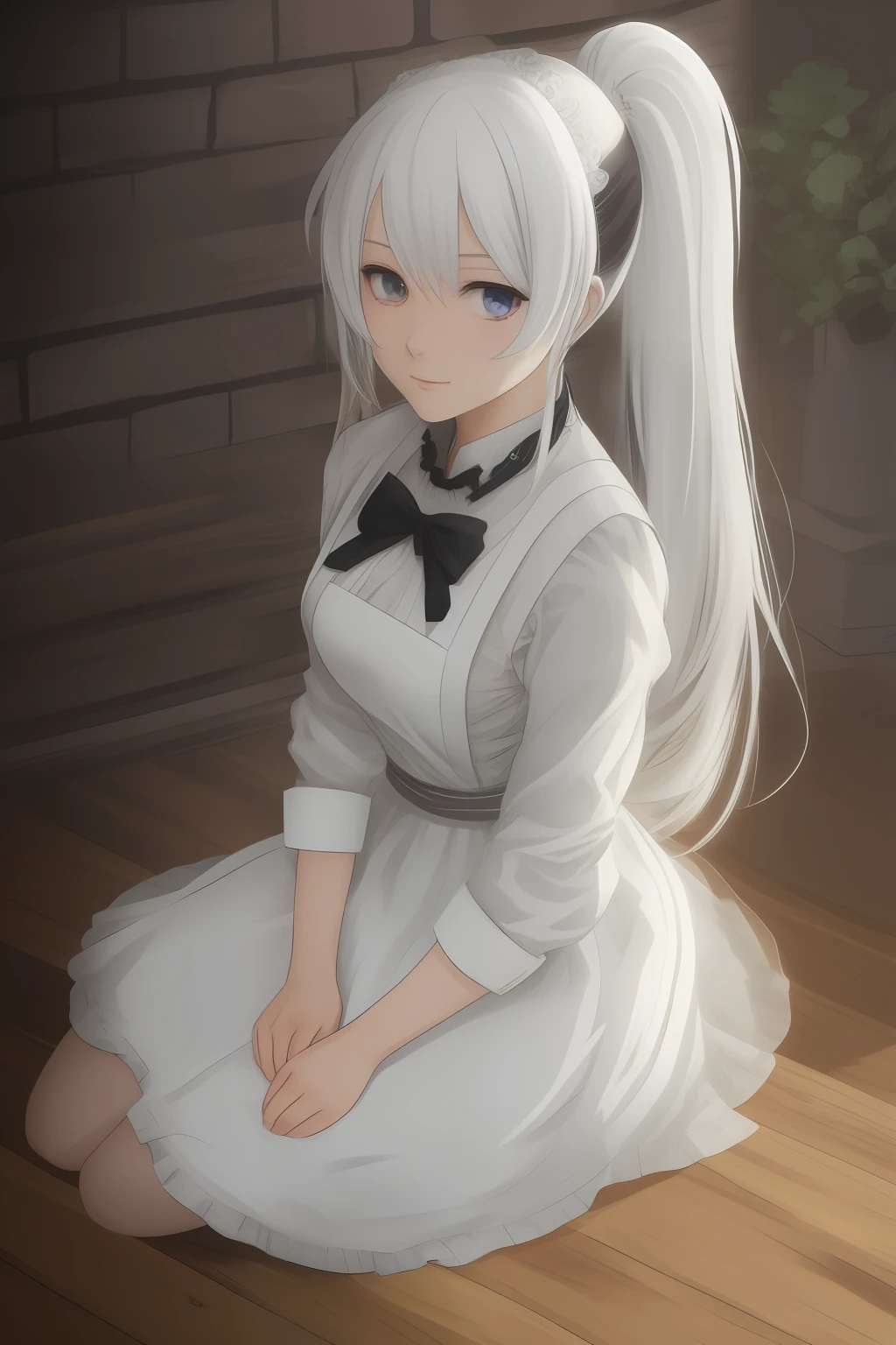 White-haired shoujo anime maid Shiro-shi