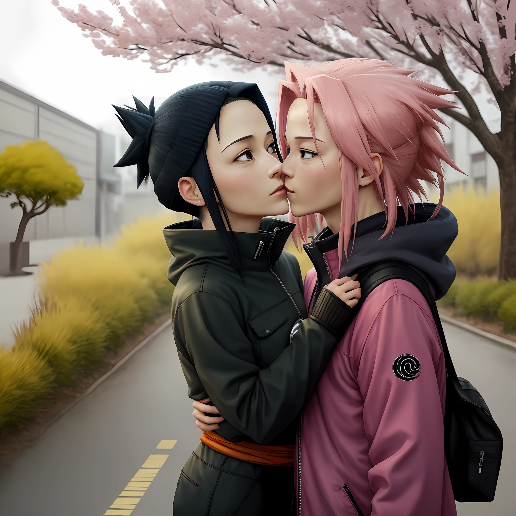 Naruto Uzumaki and Sakura Haruno kiss