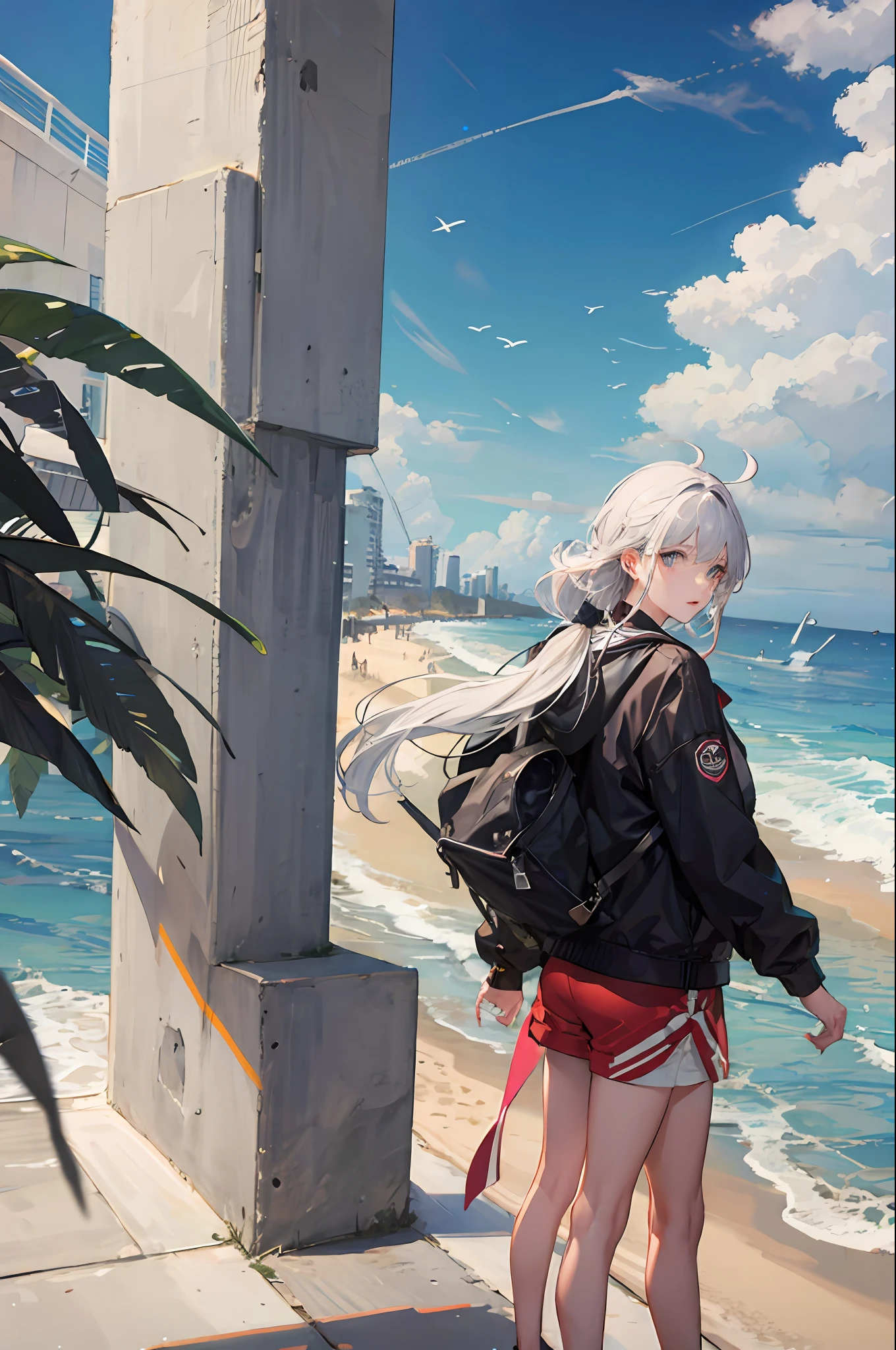 Back male seaside