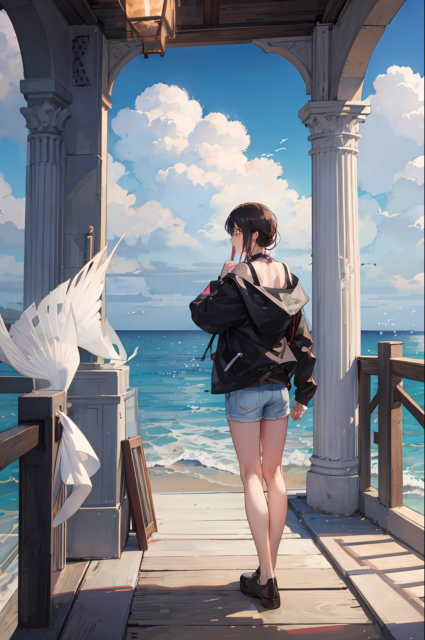Back male seaside