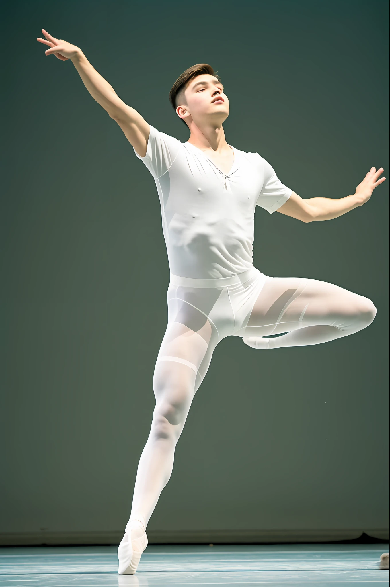 -year-old sligy chubby, wearing white pantyhose, dancing ballet