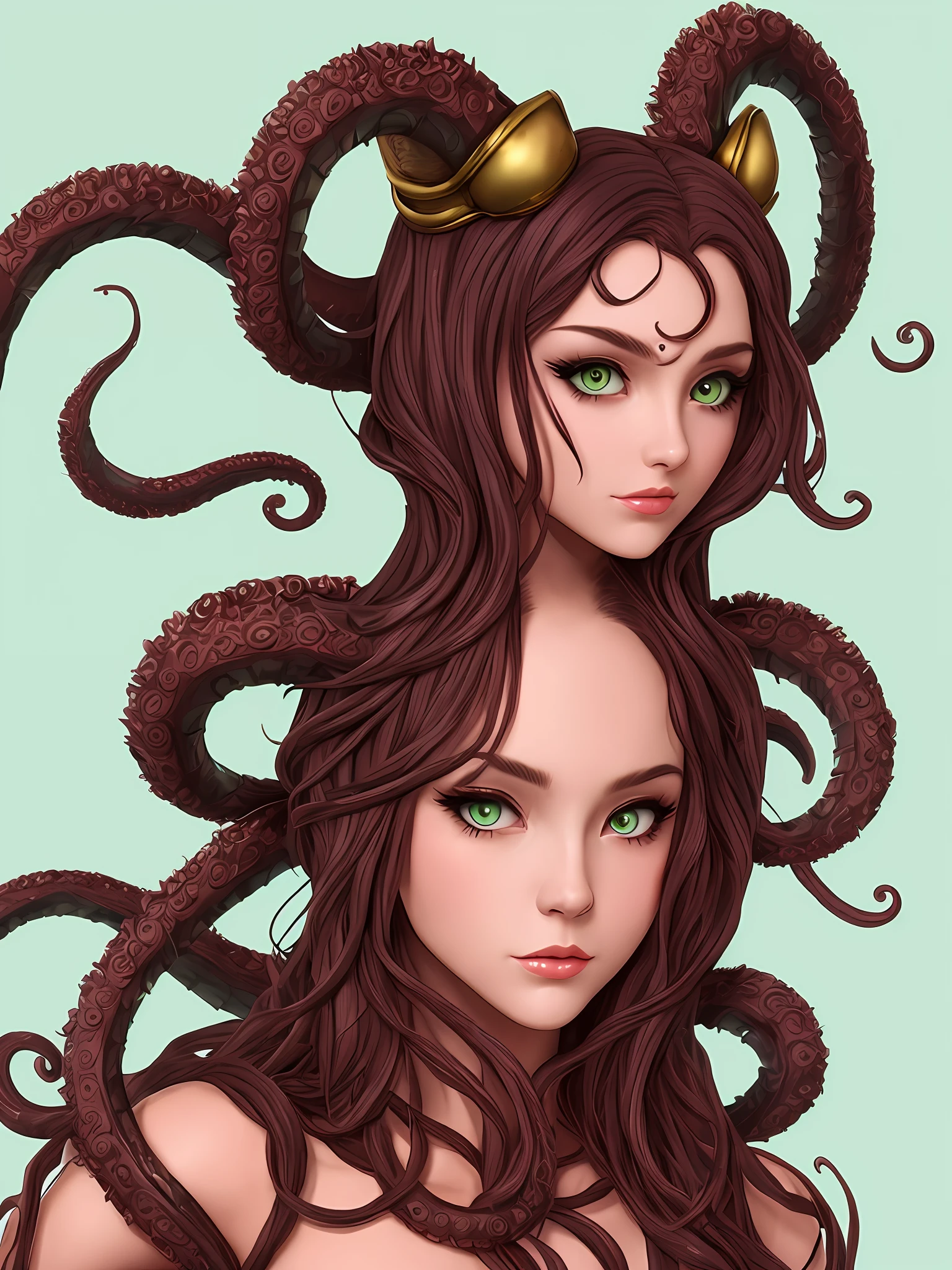 Mechanical Cthulhu Mythos monster，Eight tentacles on the head，Cute cat-eared lady