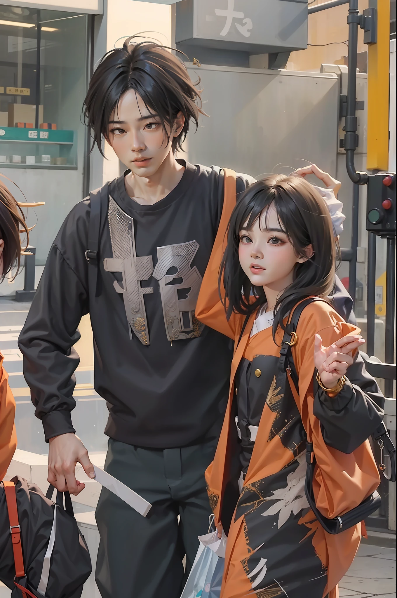 1 boy，1 girl，son goku，Ride，Qi Tian Great Sage，Lin Daiyu，Accompany，shopping