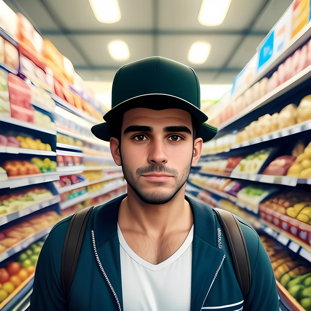 homem em um supermercado retrato