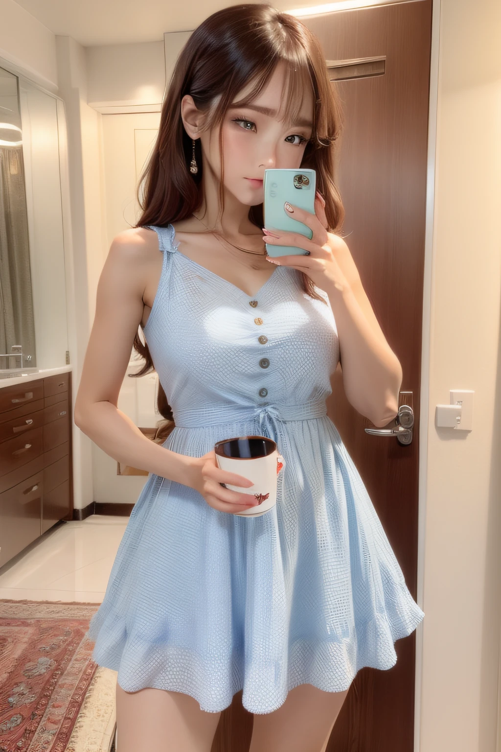 Side lit cheeks,Lady style,Dress coolly
