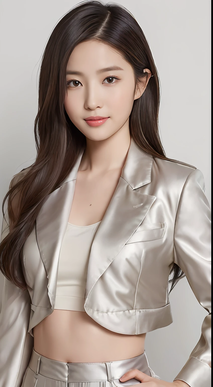 ((best qualtiy, 8k, tmasterpiece:1.3)), sharp:1.2, perfect figure beautiful woman:1.4, Slim abs:1.2, ((Layered Hair Style, :1.2)), (Housewear：1.1），（浴室：1.2），Get wet：1.5，Highly detailed facial and skin texture，A detailed eye，二重まぶた，Look at the camera head-on，seductiv，mischievous，mix4,(Best quality), (Photorealistic),(Simple white background:1.2),A girl, Upper body, High detail face, Smile,[Ash Blonde | Ginger | brown grey hair], Fujifilm XT3, High-waisted pants in neutral tones，Such as beige、Camel、Silver or blue, Wear yours with a silk blouse and structured blazer, Create a sophisticated and powerful look,(8K), bangs