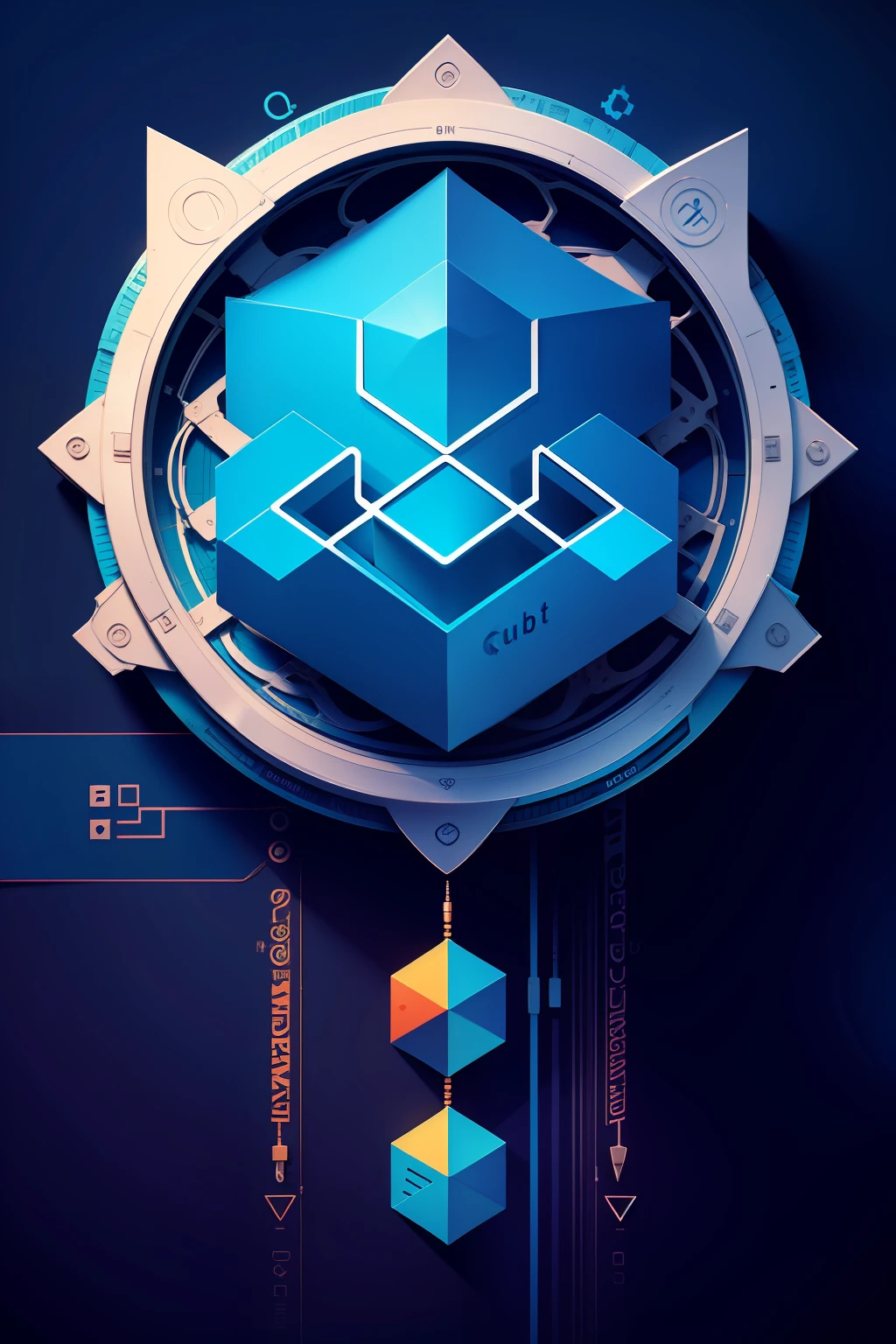 logo for a new decentralized app that has a social network and a bank and the name of this app is Qubit.