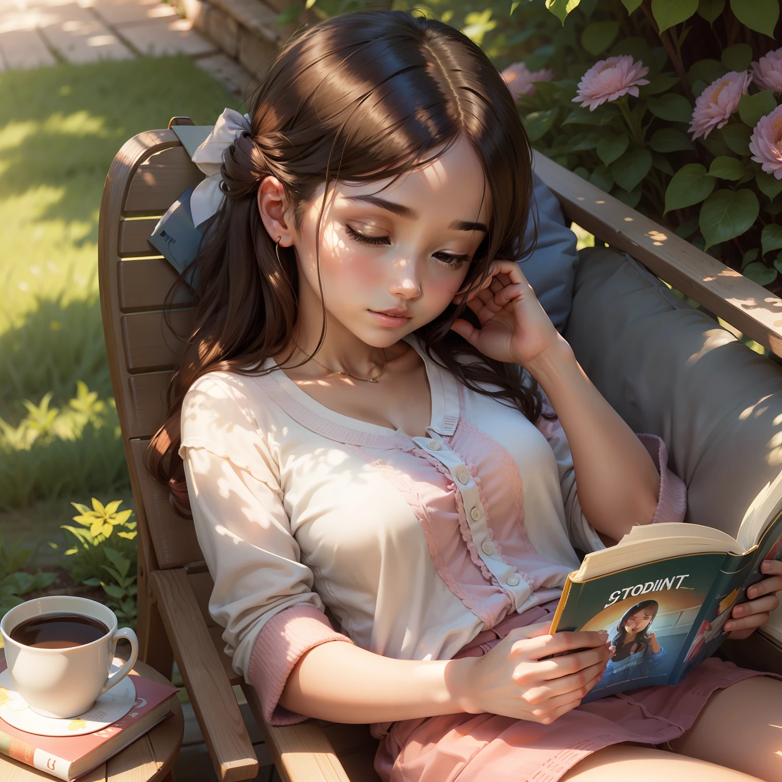 Afternoon Sun Girl enjoying reading