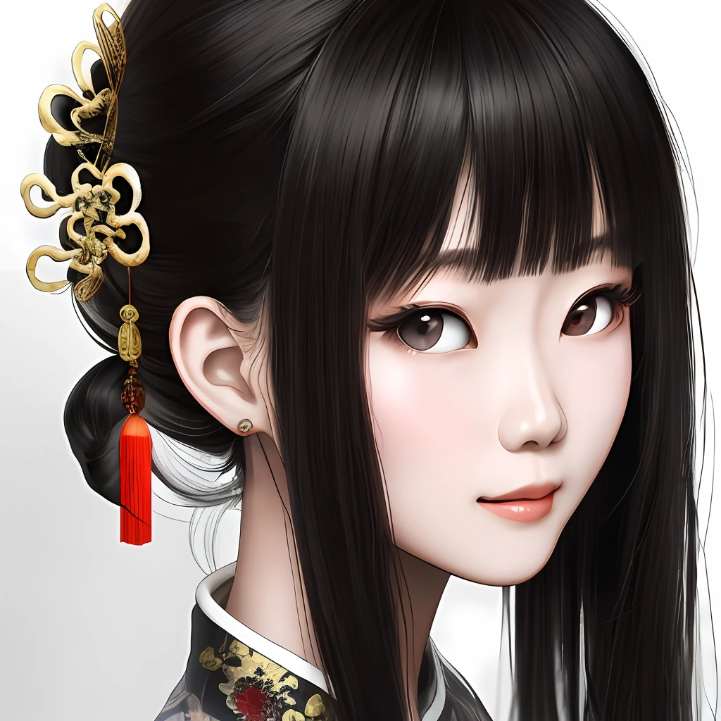 Chinese beauty with black hair