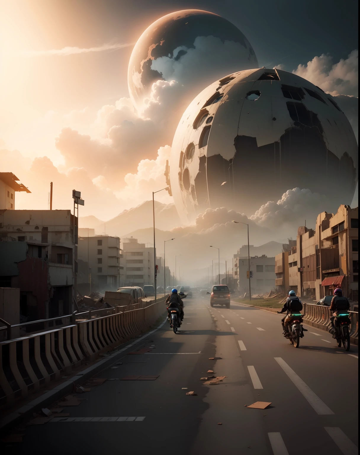 Change this photo to Abandoned world,destruction ,destructed world