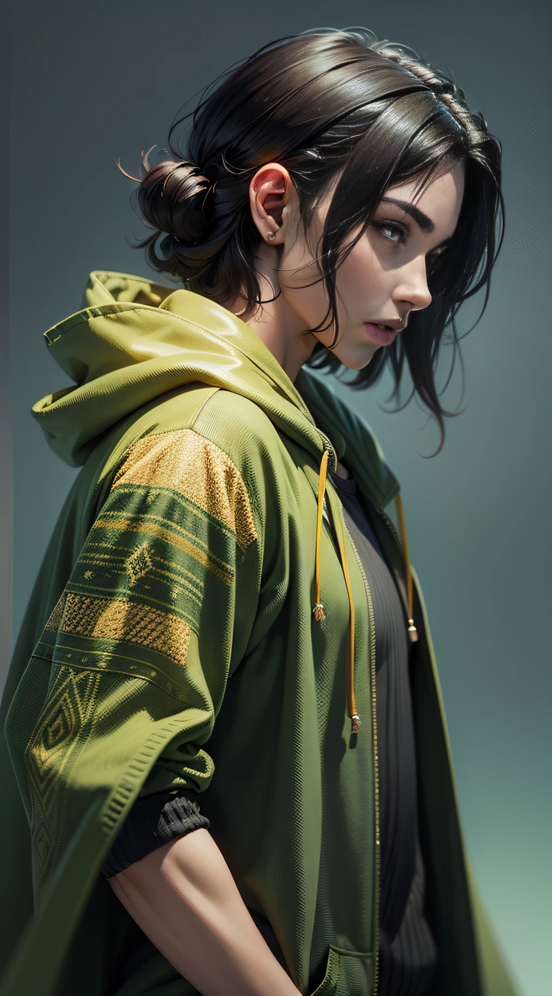 arafed man in a green sweater holding a baseball bat, an album cover inspired by Nassos Daphnis, reddit, op art, wearing sci - fi cloak with hood, wearing a parker, profile picture, profile photo, profile pic, profile shot, album art, avatar image, wearing a hoody, profile image, wearing nanotech honeycomb robe