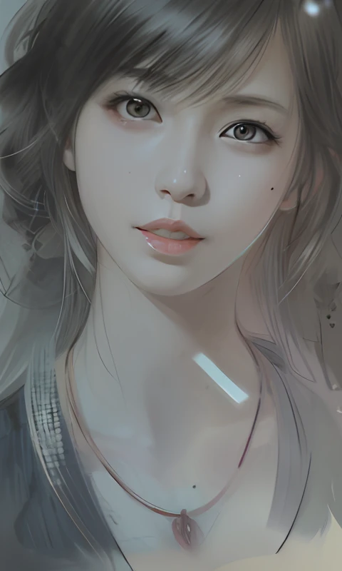 Draw a woman with long hair and necklace,faded drawing,Shading!realism drawing,Inspired by Rena Rochin,sketched,no shade,matte drawing。Masterpiece,pencil drawing,self - portrait!a pencil sketch,realistic sketch,a drawing,Well drawn,art sketch,Simple drawing。