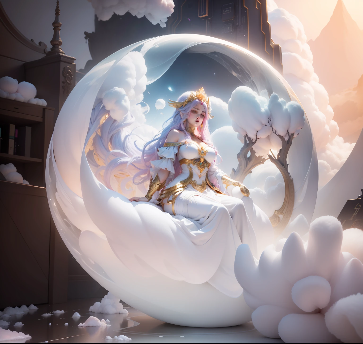 Cotton Candy Queen Women Goddess 8k Resolution Rendered Hyper Realistic Intricate Detail An intricate visual representation of computer programing, rendered in 24k resolution with intricate details and symbols.