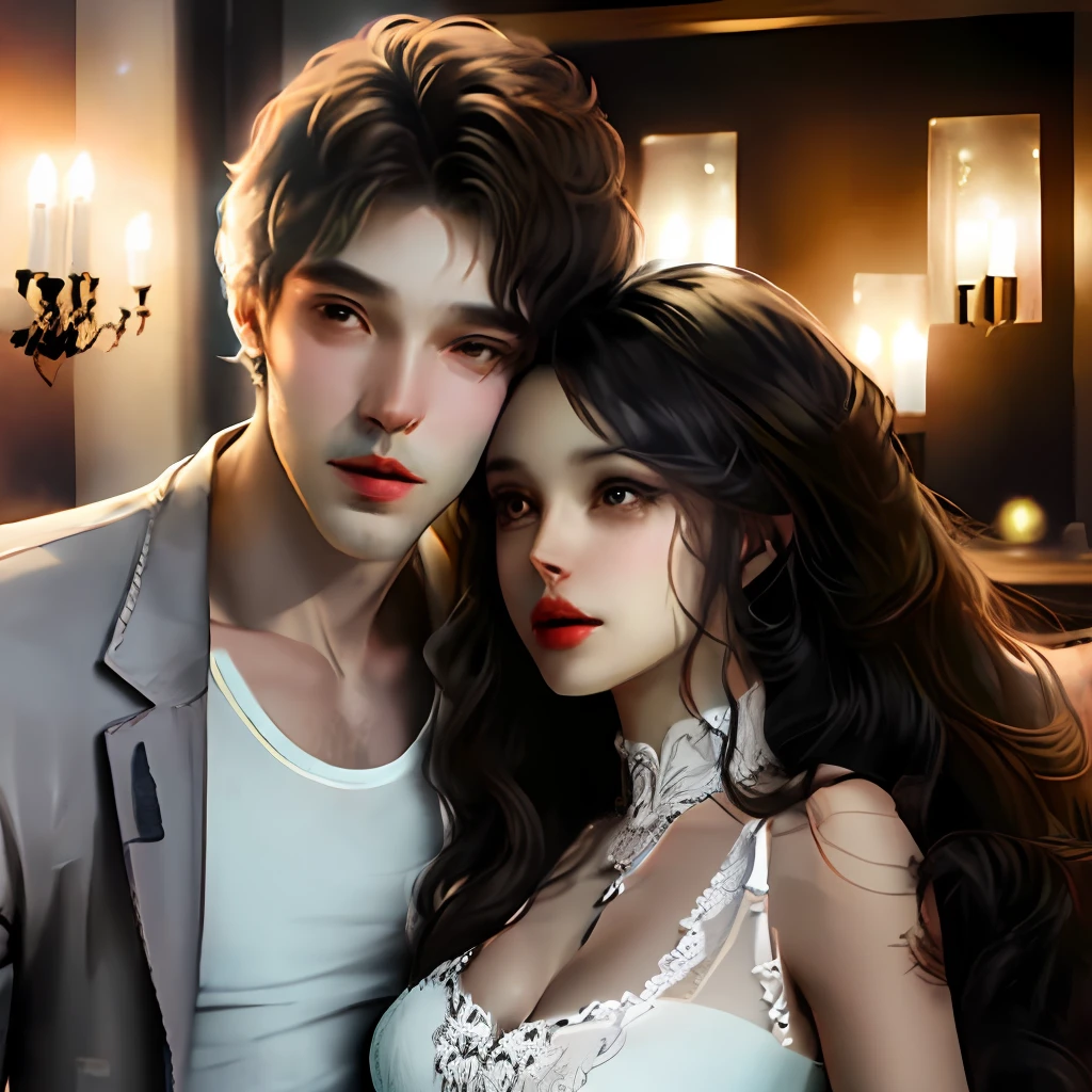 A man and a woman are having sex,Bigchest,white skinned,Black hair