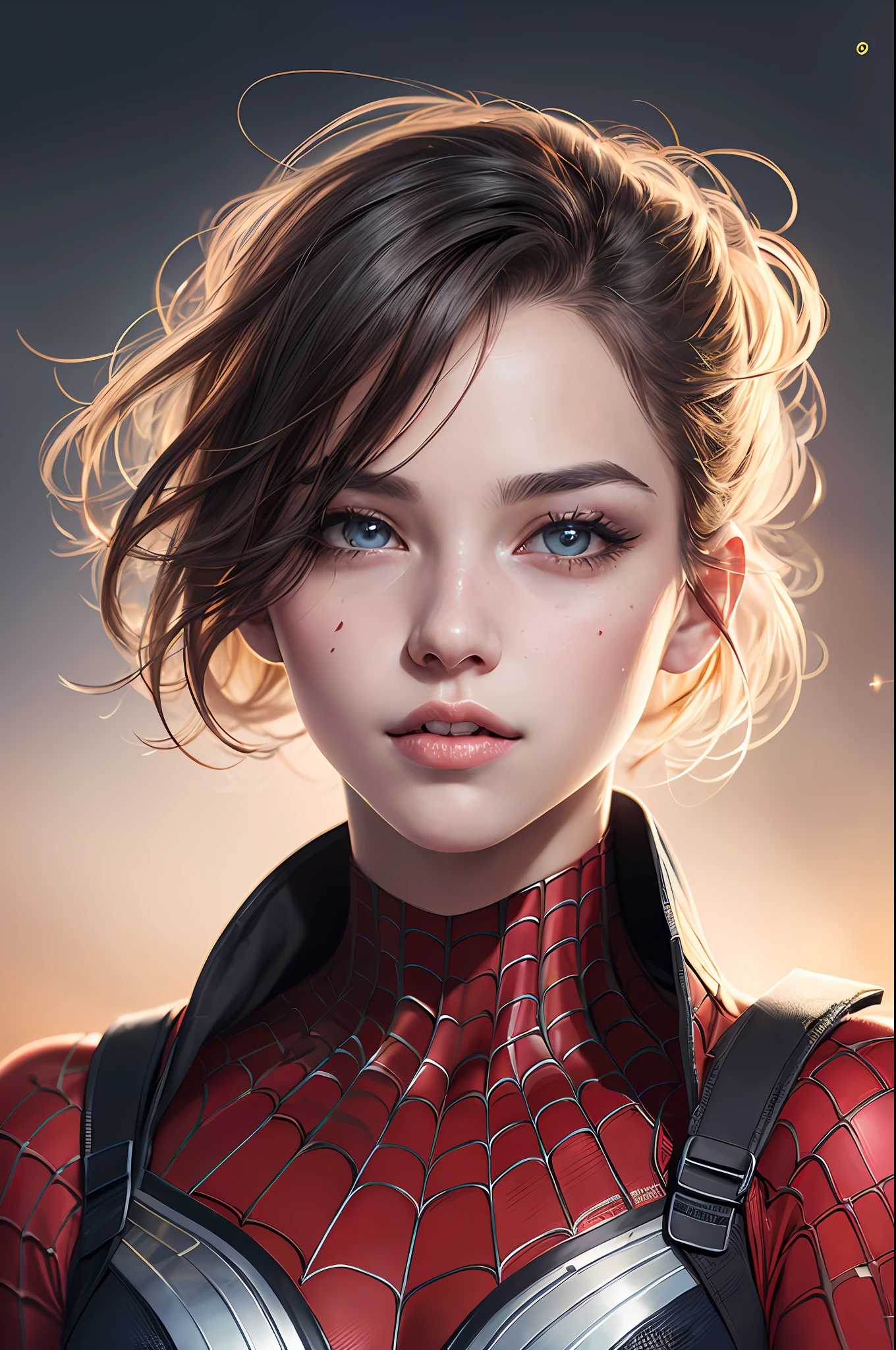 (Award Winning Digital Artwork:1.3) of (Sketch:1.3),(Energetic:1.3) Spidey, EmmaRob,CGSociety,ArtStation,(Saturated:1.3),(close portrait:1.3),(Feminine:1.4),(beautiful:1.4),(attractive:1.3),handsome,calendar pose,perfectly detailed eyes,studio lighting,thematic background