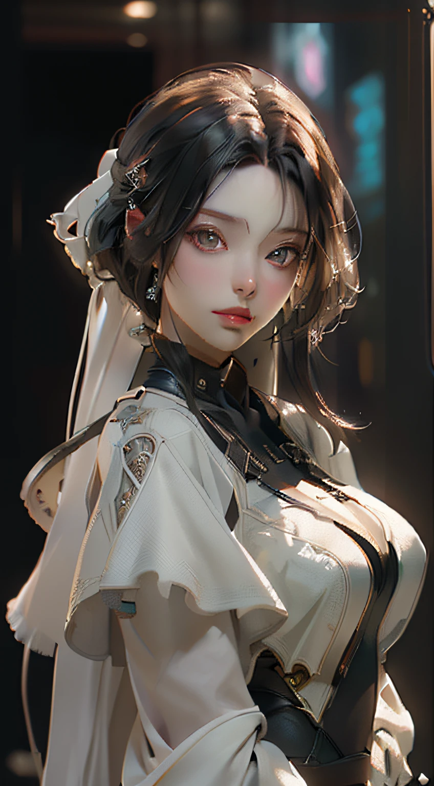 ((Best quality)), ((masterpiece)), (detailed:1.4), 3D, an image of a beautiful cyberpunk female,HDR (High Dynamic Range),Ray Tracing,NVIDIA RTX,Super-Resolution,Unreal 5,Subsurface scattering,PBR Texturing,Post-processing,Anisotropic Filtering,Depth-of-field,Maximum clarity and sharpness,Multi-layered textures,Albedo and Specular maps,Surface shading,Accurate simulation of light-material interaction,Perfect proportions,Octane Render,Two-tone lighting,Wide aperture,Low ISO,White balance,Rule of thirds,8K RAW,