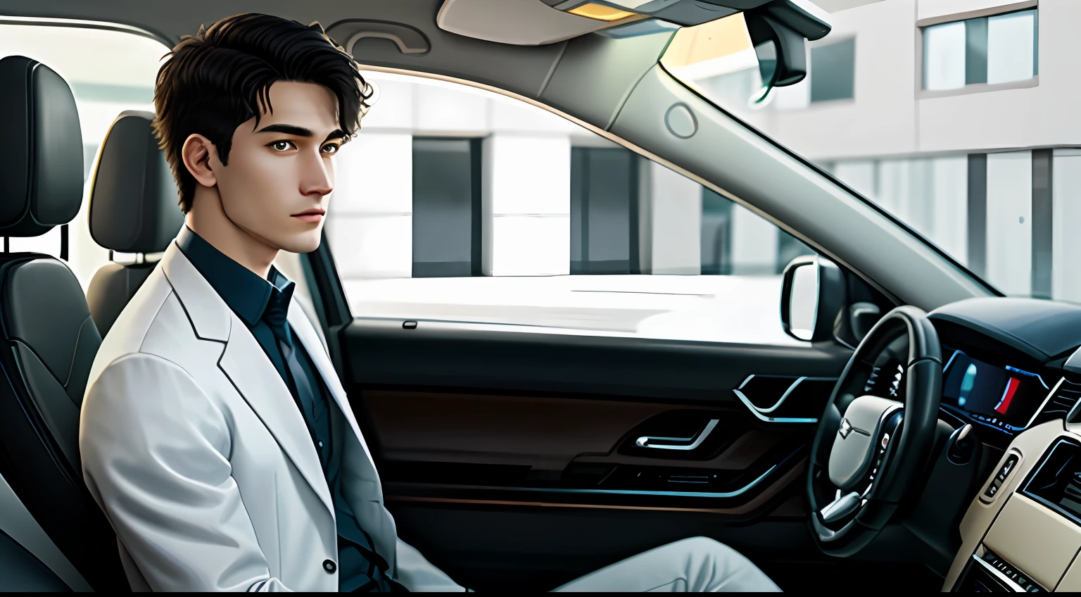 A young doctor wearing a Rolex watch stands next to a Range Rover
