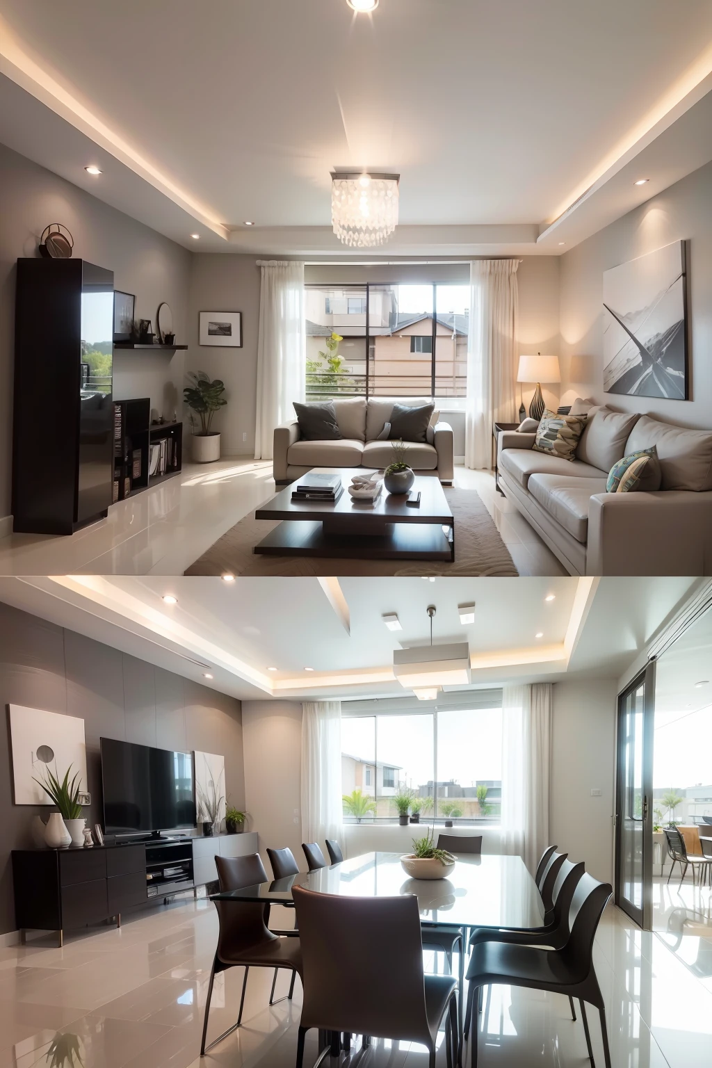 Modern style living and dining room