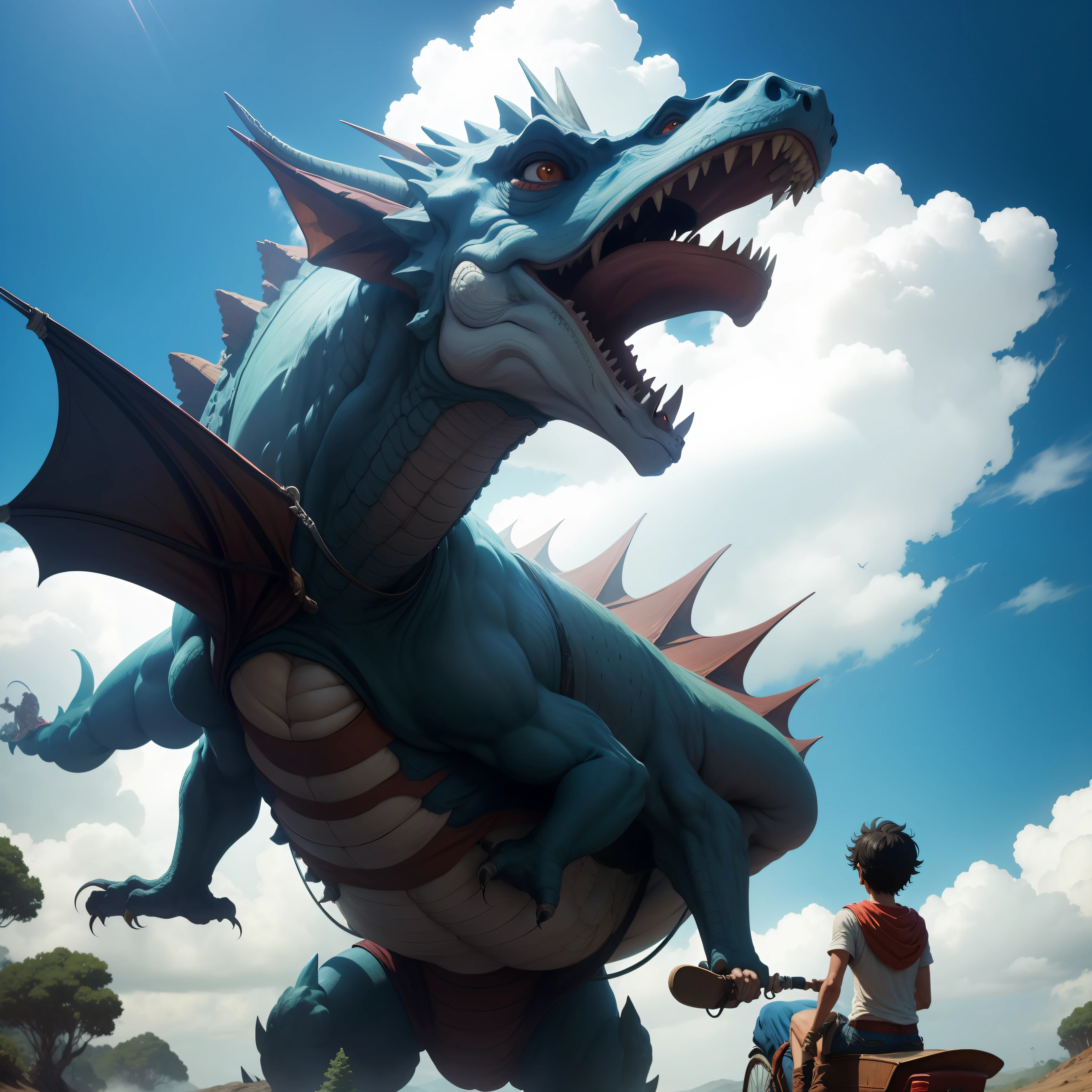 Luffy rides a dragon,off-world,dinosaurs,ln the forest,rios