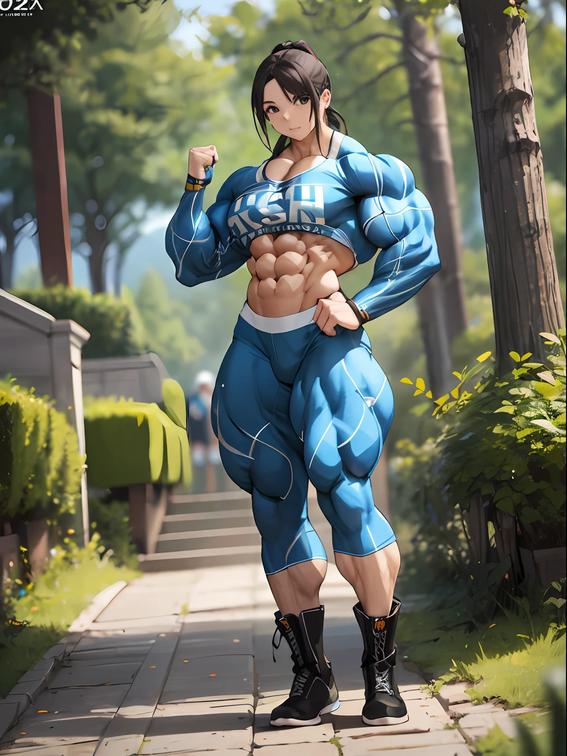 (BEST lighting) , (ultra intricately detailed) , 4k unity, (super-detailed CG: 1.2) , (8K: 1.2),(Original), (Masterpiece) , (Best quality),(Masterpiece:1.4),Anime-ish high quality,(Masterpiece),Masterpiece, Best quality, 1girll, standing on your feet,Head to a mountain resort, hiking clothes, Boots, Perfect figure, , Sweat, Dynamic pose, ((body builder:1.5)),Full body like