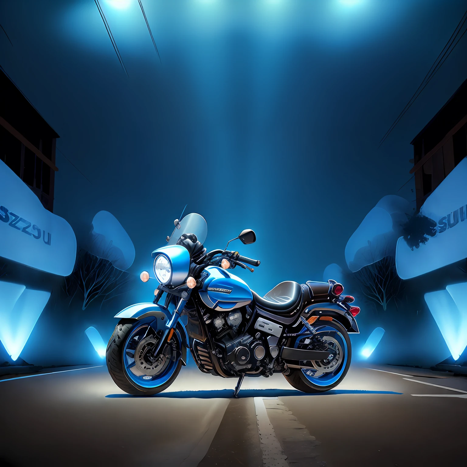 ( SUZUKI INTRUDER LC 1500),(total view) ,Cores 64 k, (AZUL),NEON 8D ,rota 66