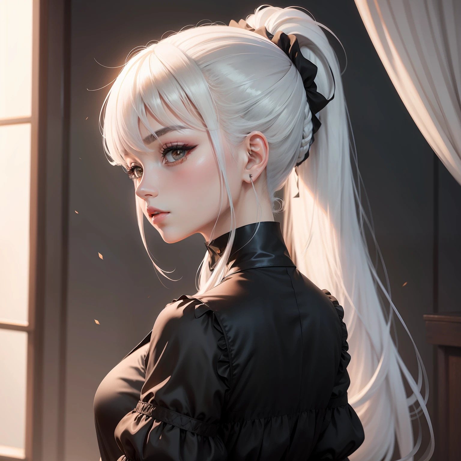 JK shoujo black silk absolute field masterpiece ponytail white hair