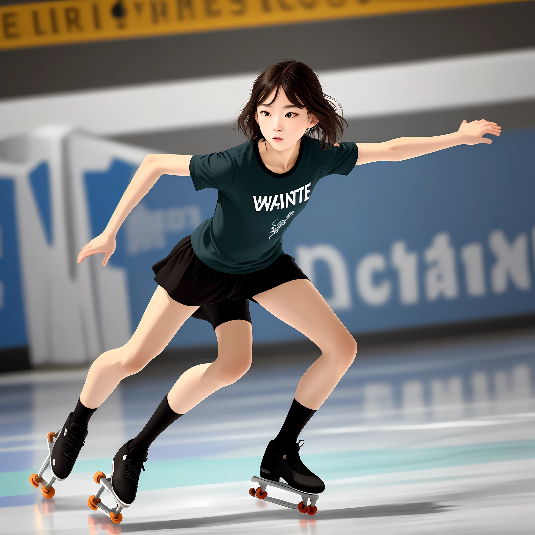 skating,whitet-shirt