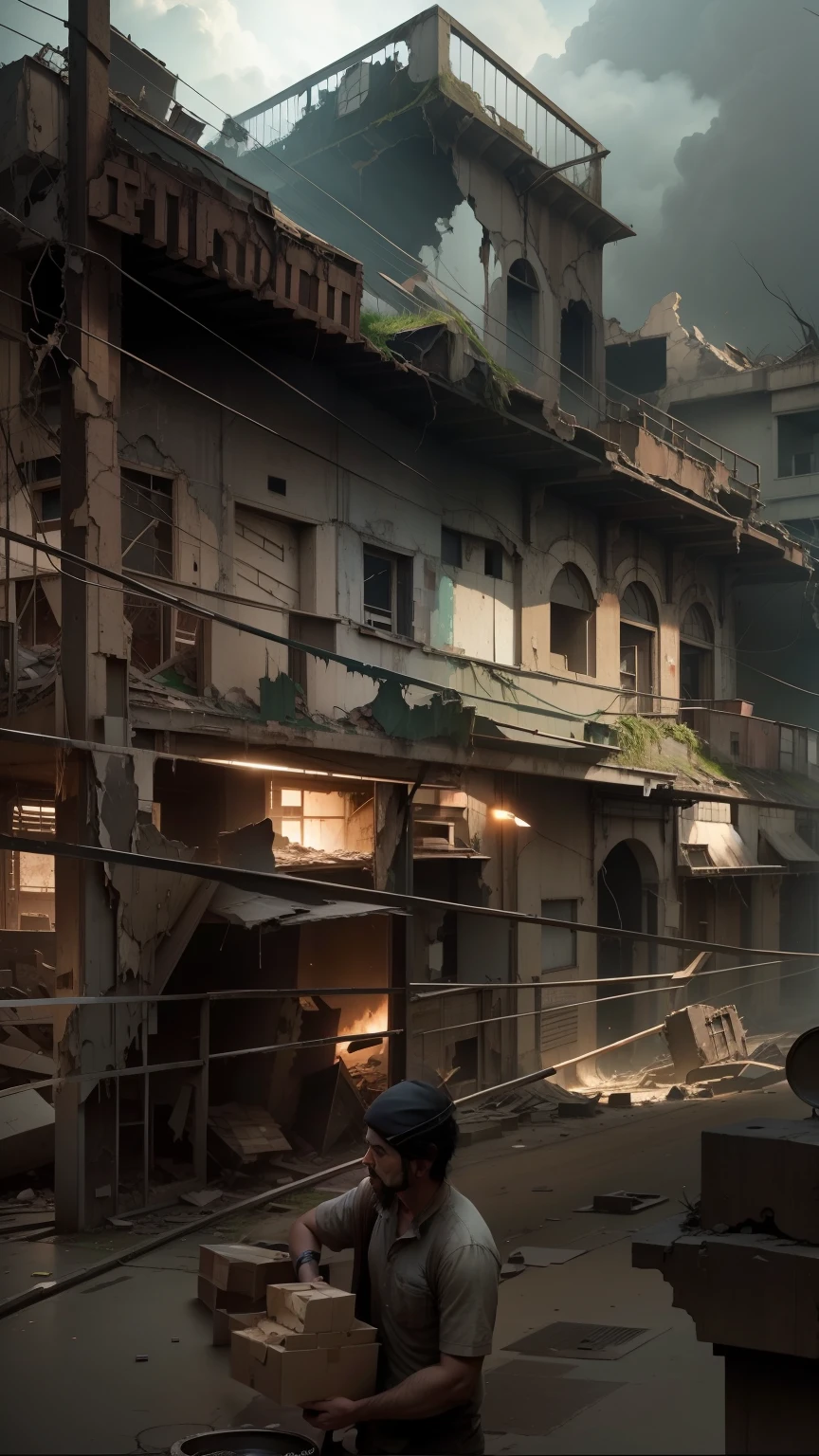 Change this photo to Abandoned world,destruction ,destructed