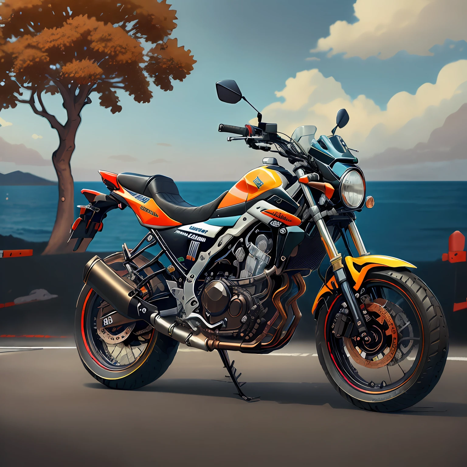 ( SUZUKI GS 500),(total view) ,Cores 64 k, (LARANJA/PRETA),NEON 8D ,rota 66