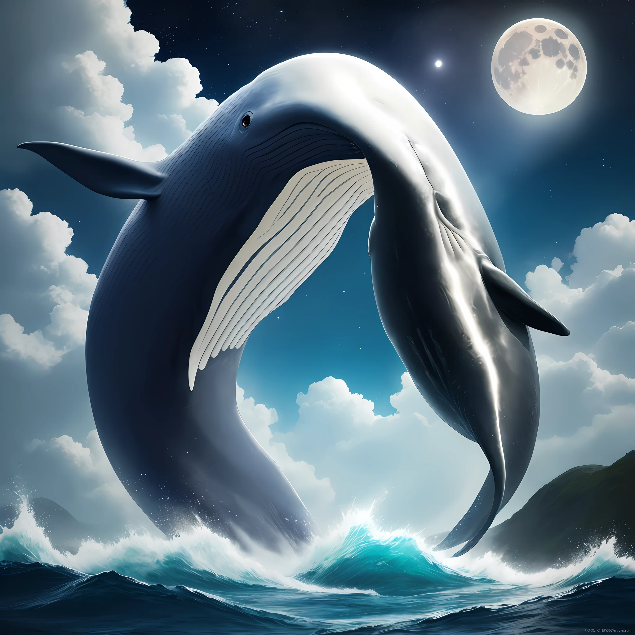Moon whale seawater