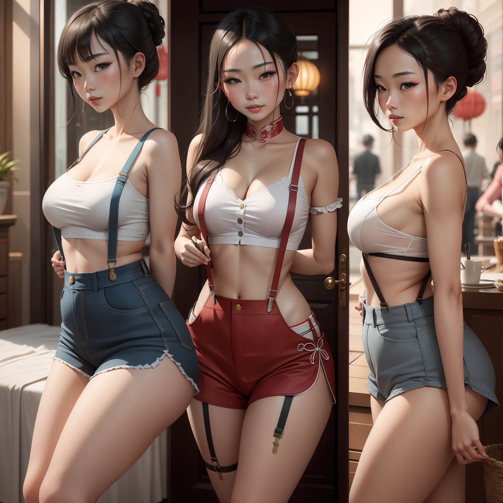 A Chinese beauty in suspenders