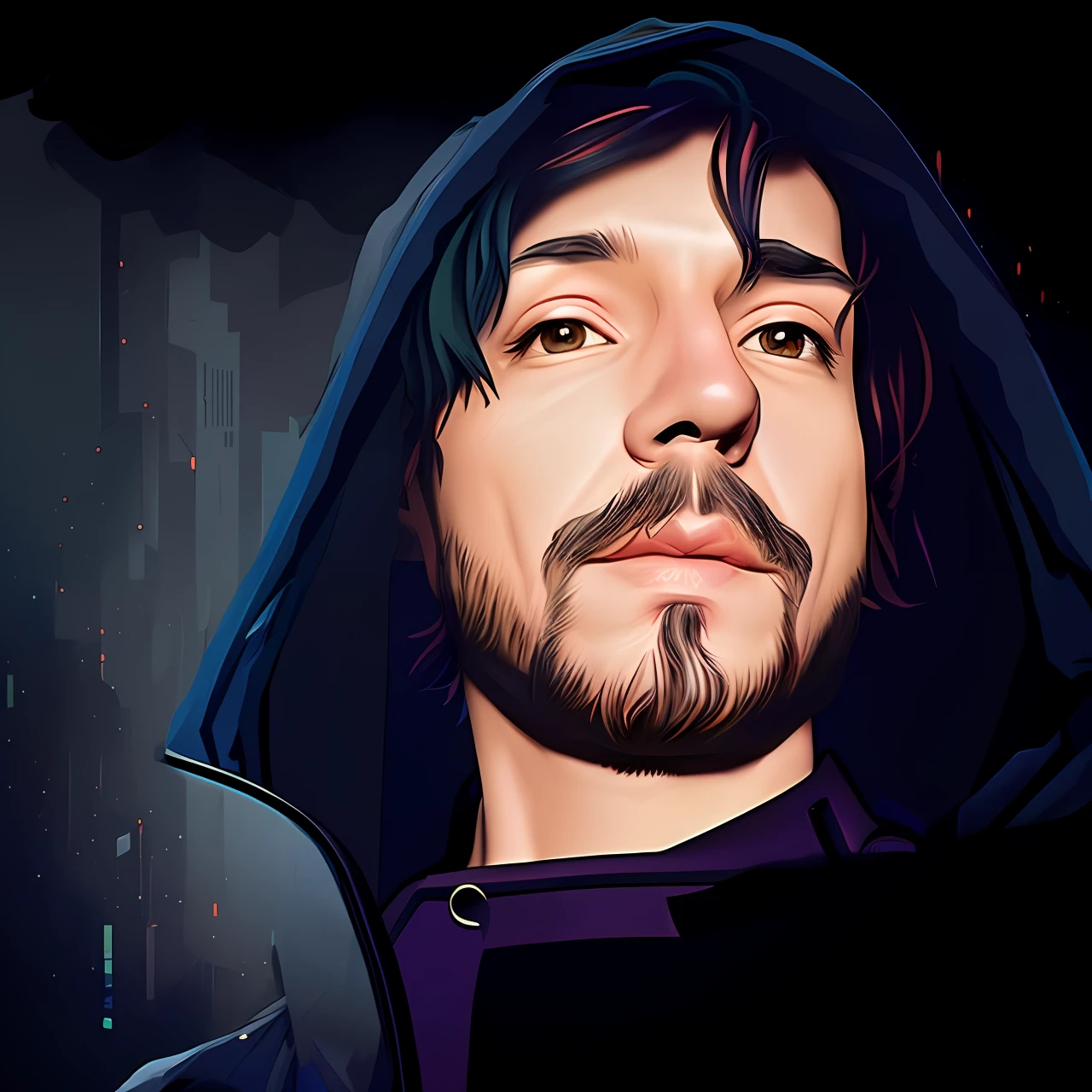 there is a man with a beard and a hoodie on, martin ansin artwork portrait, full color digital illustration, fan art, digitally painted, epic portrait illustration, in style of digital illustration, stylized digital illustration, digital illustration portrait, jacksepticeye, 2d digital illustration, detailed vectorart, martin ansin, digital matt painting, detailed digital painting
