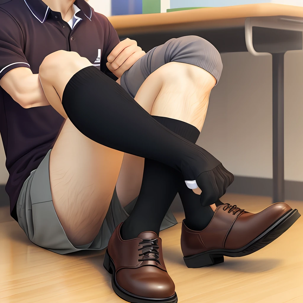 Male high school student handsome black socks