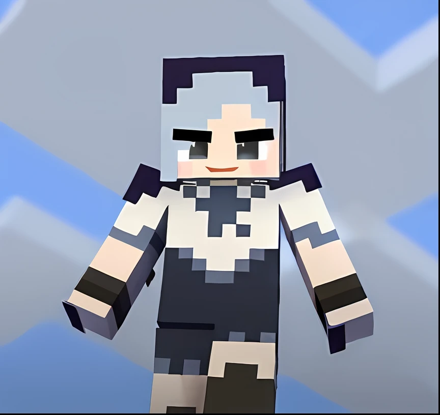 Close-up of a person wearing Minecraft, Tanned skin, White scary skin, Scaly skin, Platinum Skin, Obsidian skin, Tanny skin, Obsidian skin, Frozen blue skin, clear skin, Chrome costumes, Silver Skin, Pitch-black skin, Spiky skin, minecraft skin, faired skin, Skin spikes, Pale snow-white skin, malevolent grin