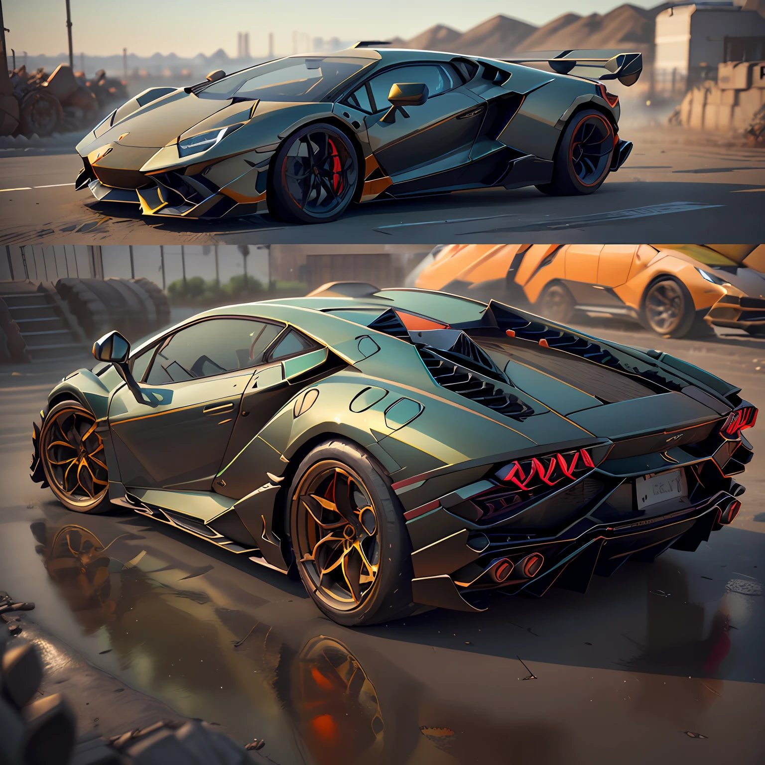 (LAMBORGHINI POISON 2023 ),(total view) ,Cores 64 k, (laranja/laranja),NEON 3D ,TOKIO,detalhes hiper realismo