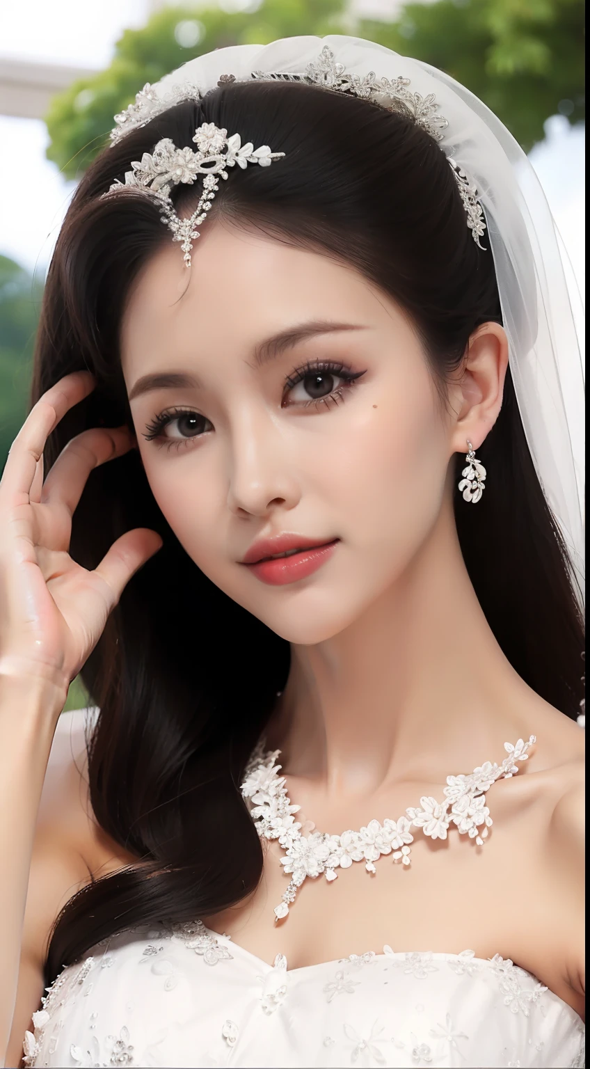 Fashion model 20 years old [[[[closeup cleavage]]]], [[[[boobgasm]]]], [[[[coll]]]], [[[[bshoulders]]]], perfect  eyes, Perfect iris，Perfect lips，perfect teeth，Perfect skin，with fair skin，Long face，slender nose，Soft front light，hdr，Movie girl，no headwear，long whitr hair，Long hair with a shawl，Casual，The background is outdoors，Flowers and greenery，（pastel colour：1.2）