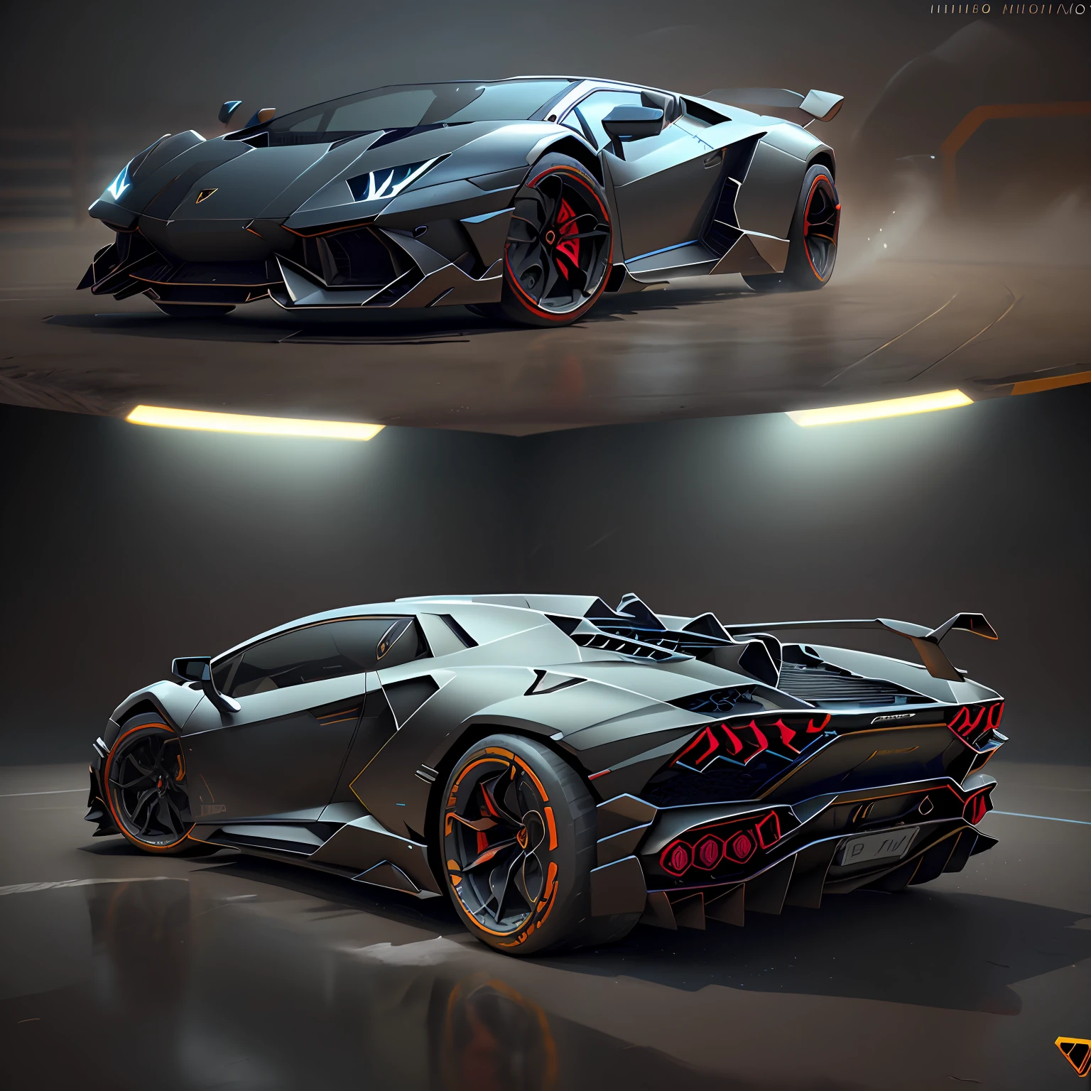 (LAMBORGHINI POISON 2023 ),(total view) ,Cores 64 k, (PRETO BRILHANTE ),NEON 3D ,tokyolagii,detalhes hiper realismo