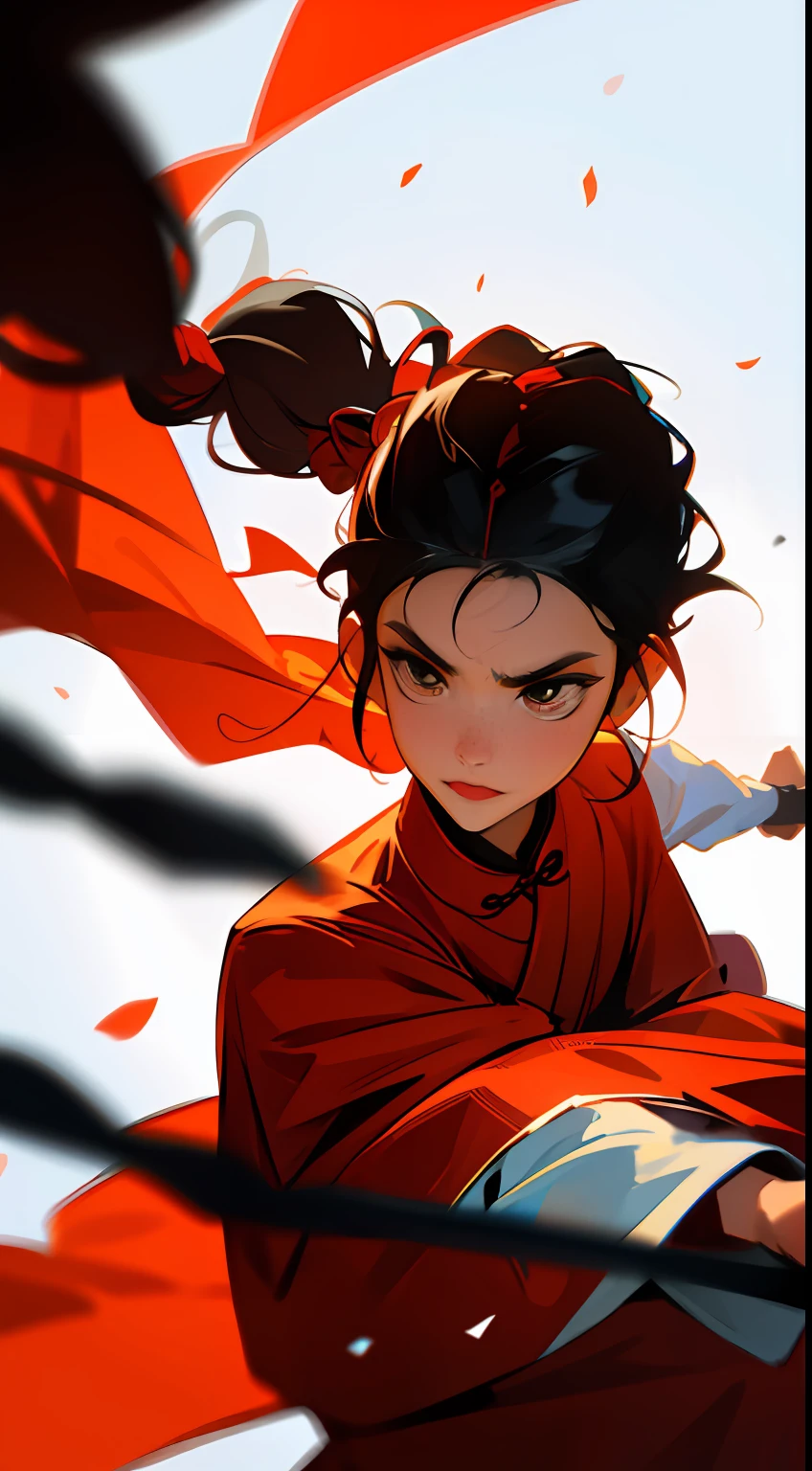 Chinese beautiful woman,Kungfu,Chain whip in hand,Cold weapons,ancient costume,A flowing twisted braid,looking to the camera,A look of determination,The picture is extremely tense,Dashing,Raised sexy,carismatic,Energetic,Dynamic,Large viewing angle,Grandiose scenes,tmasterpiece,(8K)(High quality details)(super high image quality)(best qualtiy)