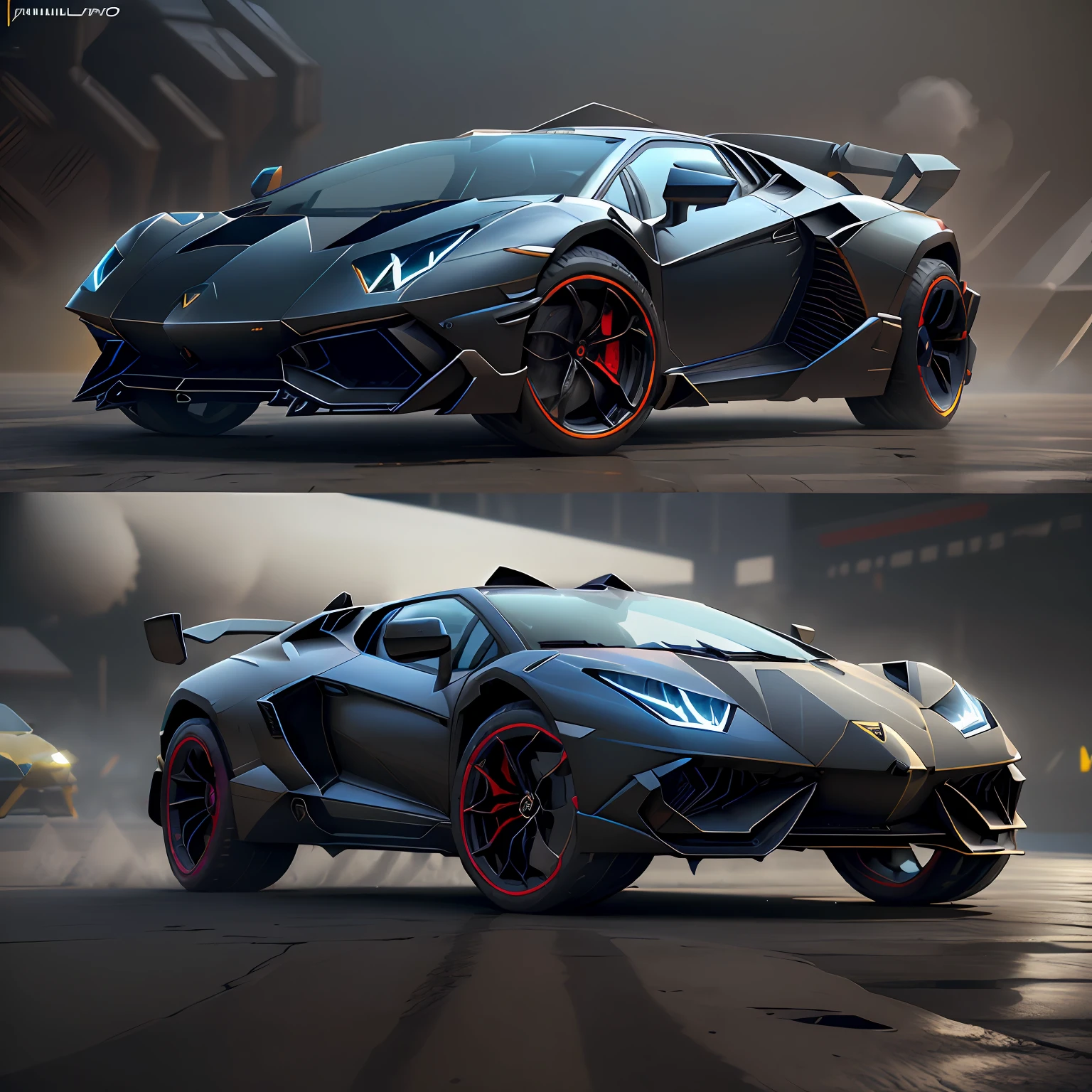 (LAMBORGHINI POISON 2023 ),(total view) ,Cores 64 k, (PRETO BRILHANTE ),NEON 3D ,tokyolagii,detalhes hiper realismo