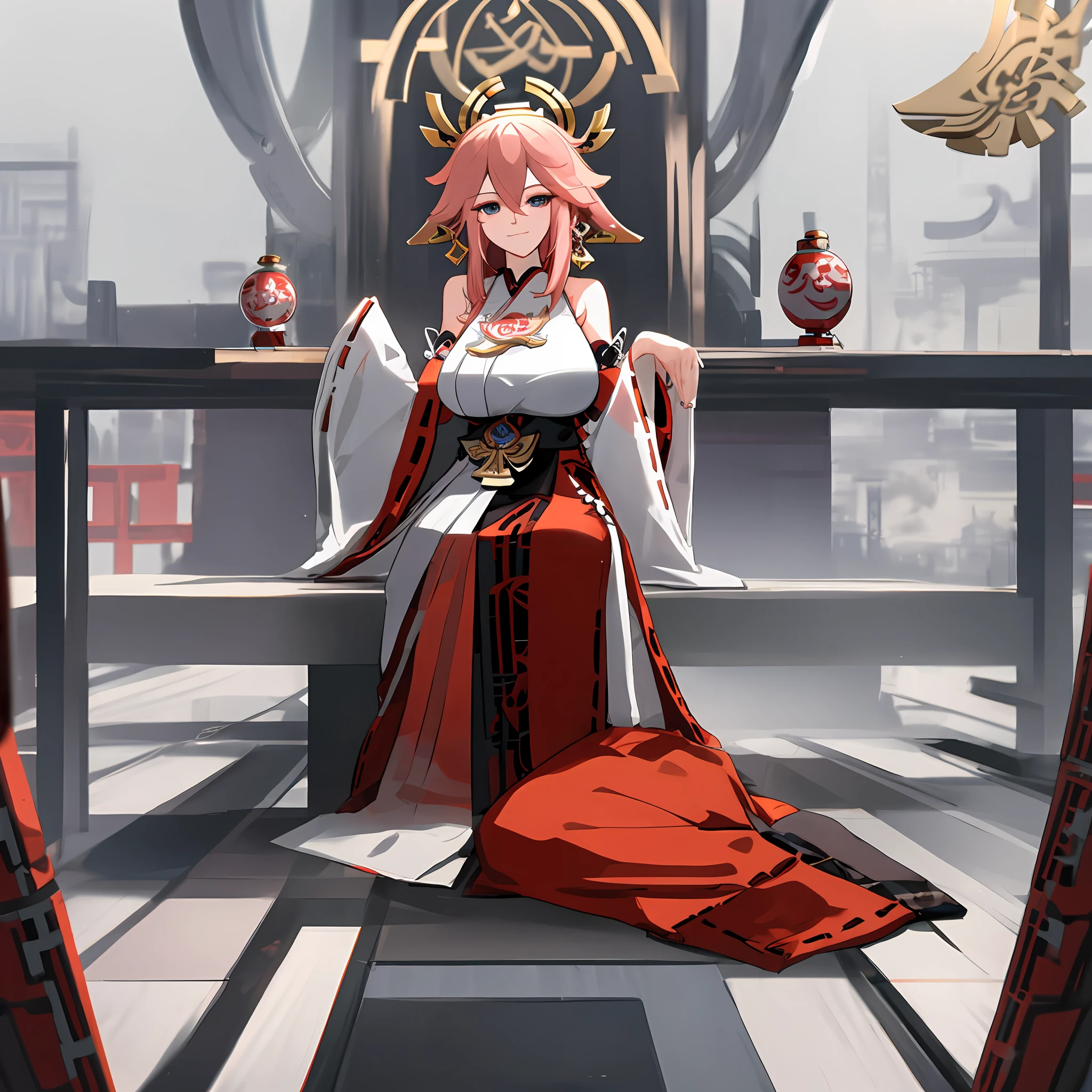 yae miko,Sit on your knees,huge tit