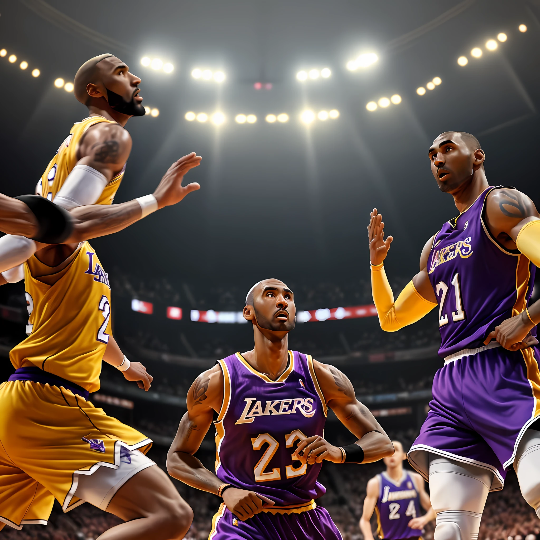 LeBron James，Kobe bryant，Michael jordan，Three people in the same frame，The gods descend