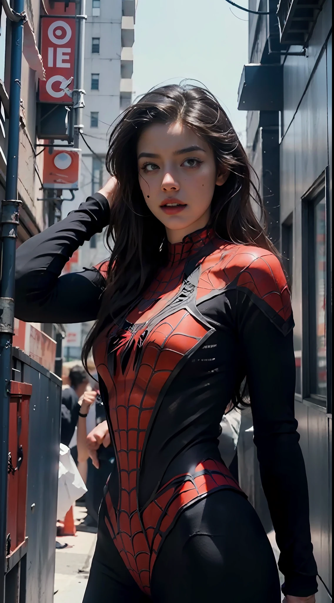 Beautiful woman detailed silhouette body with Spider-Man roleplay,very Bigger breasts,Sports are diverse,full bodyesbian